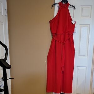 Premier Red Sleeveless Halter Jumpsuit for Cocktail
